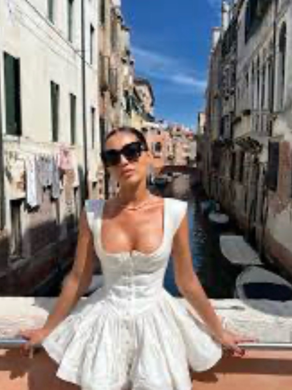 Vanessa Mooney White Corset Fit-and-Flare Mini Dress